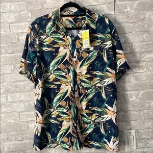 Tropical Leaf Print Men's Shirt